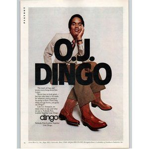 1977 OJ Dingo Boots O.J. Simpson Three Legs Brown Leather Vintage Print Ad